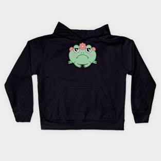 Cute Round Grumpy Frog Kids Hoodie